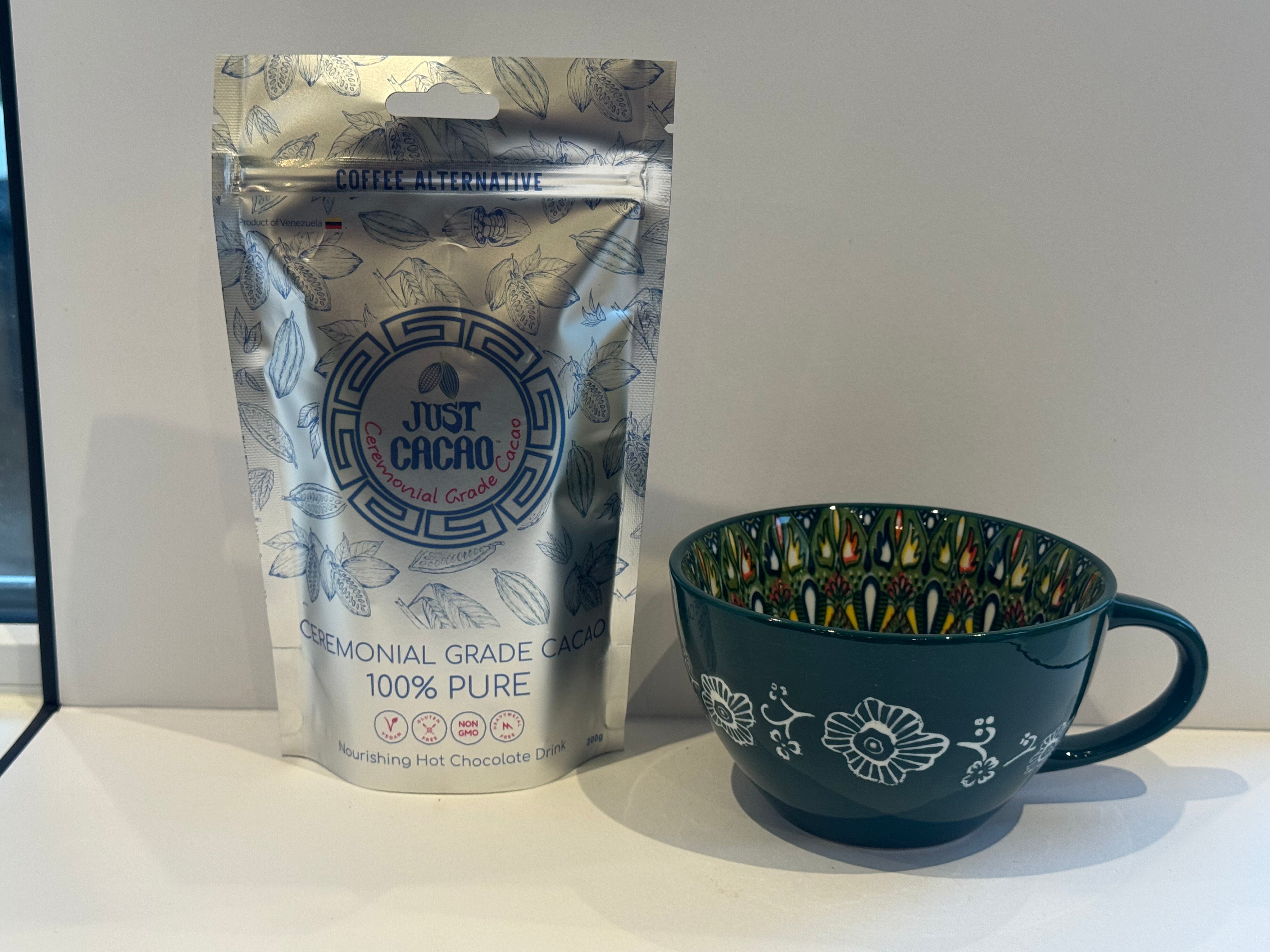 200g of JUST CACAO Ceremonial Cacao & a beautiful Ceramic Cacao mug ✨