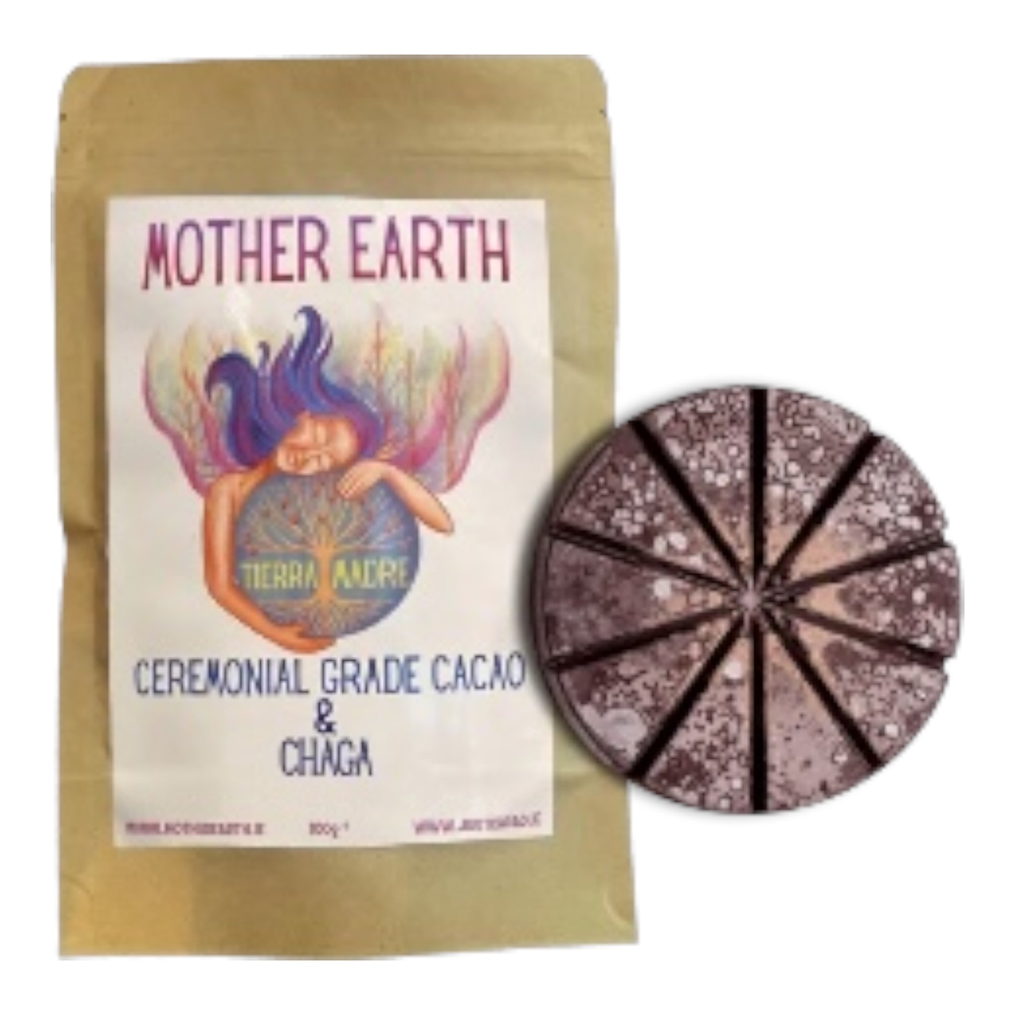100% Pure, Premium, Organic, High Vibrational, Ceremonial Grade Cacao, Infused with CHAGA Mushroom. Women's Collective.