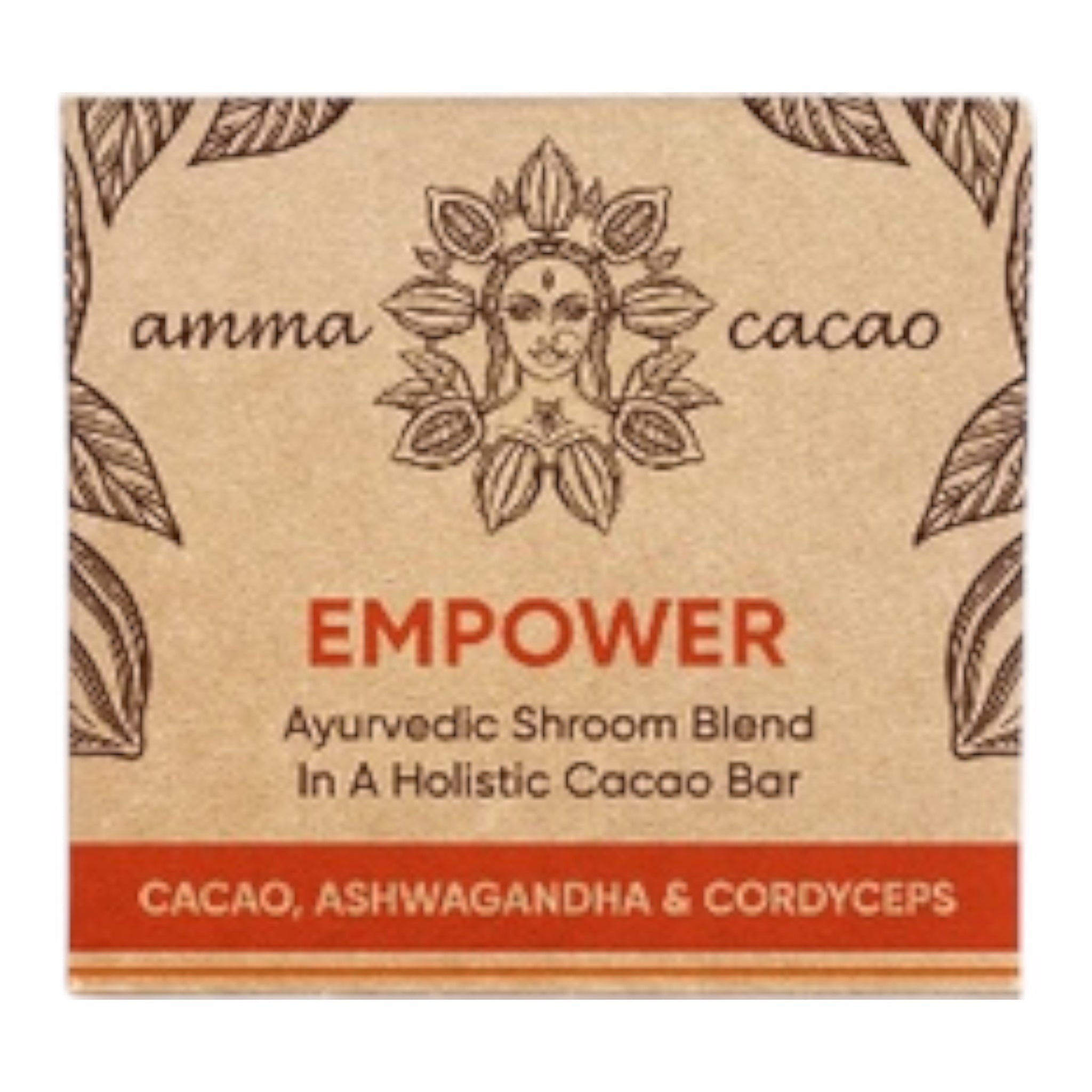 AmmaBar EMPOWER - Ayurvedic Shrooms Blend In A Holistic Cacao Bar - single bars. 36g