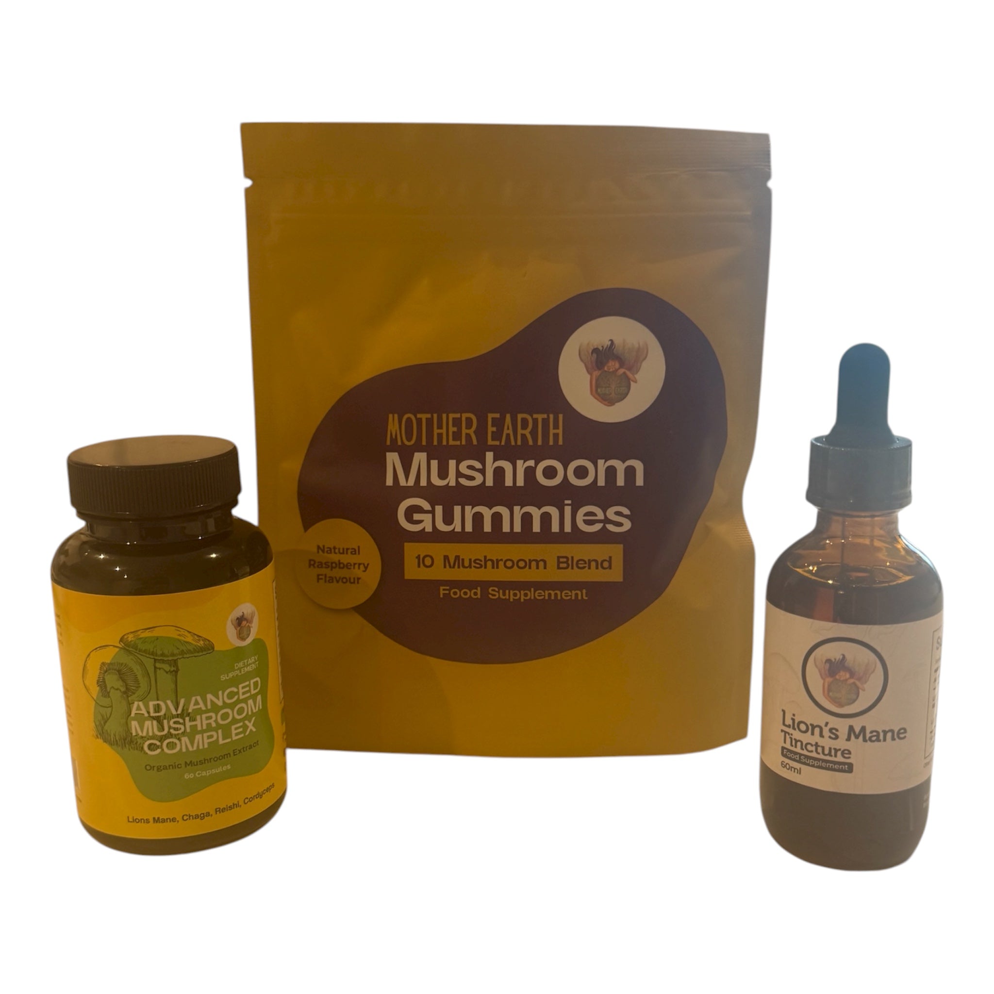 🍄 Mother Earth – Mushroom Lover Bundle
10-Blend Mushroom Gummies | Advanced Mushroom Complex | Lion’s Mane Tincture