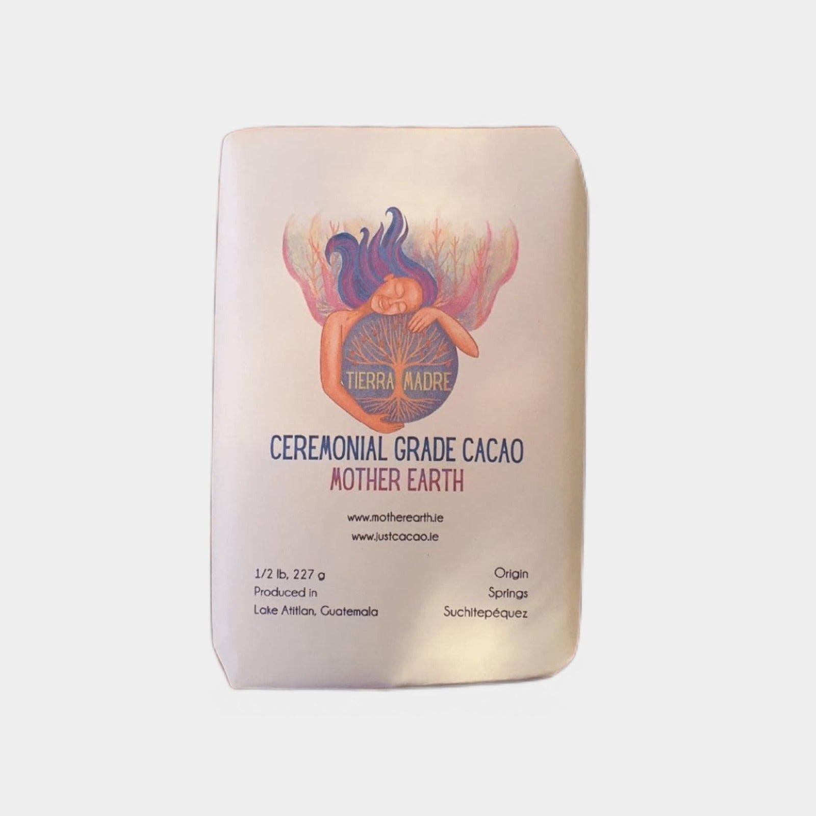 100% Ceremonial Cacao - Mother Earth - Finest Guatemalan Blend. Solid Cacao Bar (227g or 454g). Supports Womens Collective. (Cahabon origin) - Salmon Pink Colour.