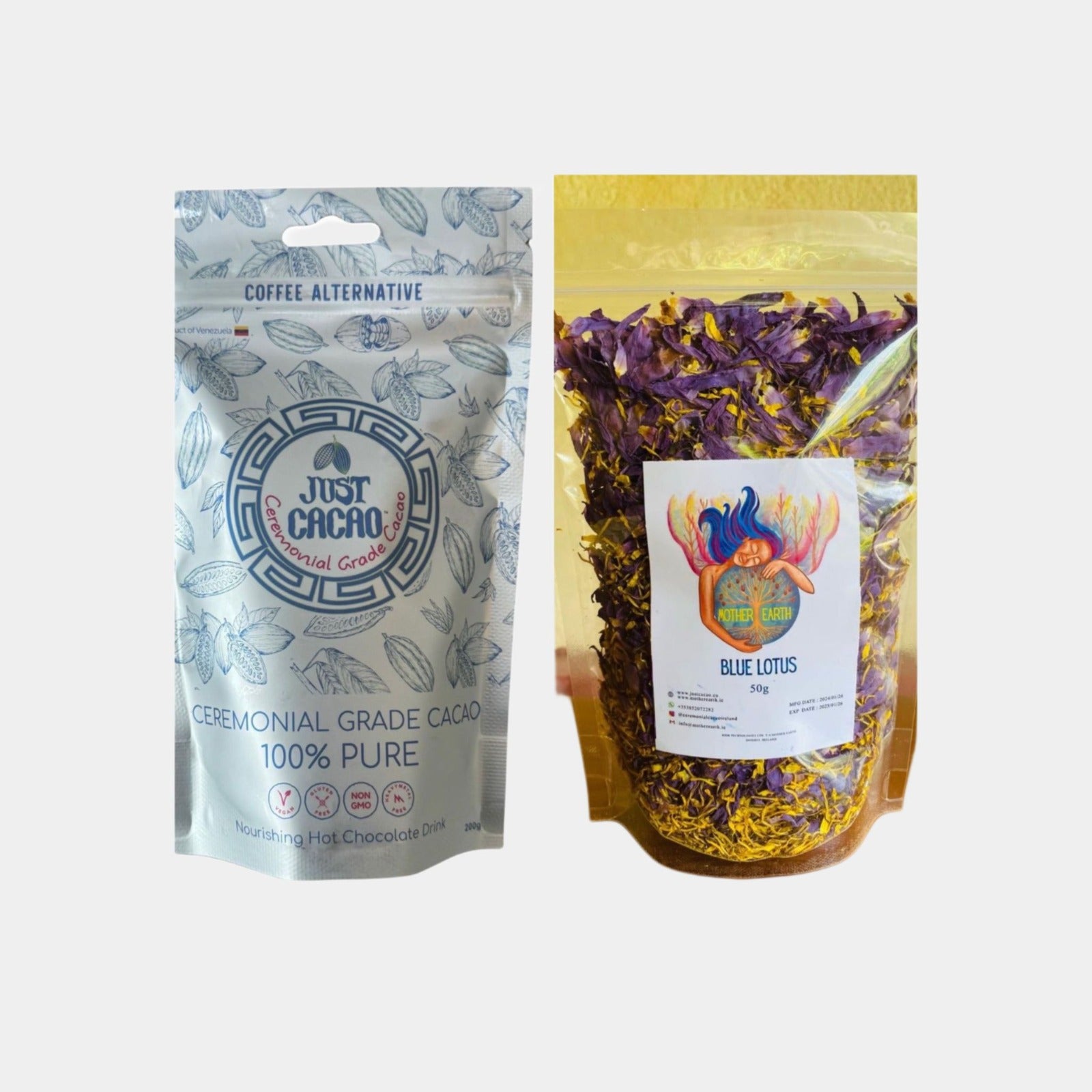Dynamic Duo 💫 50g of Blue Lotus Petals & Just Cacao 200g
