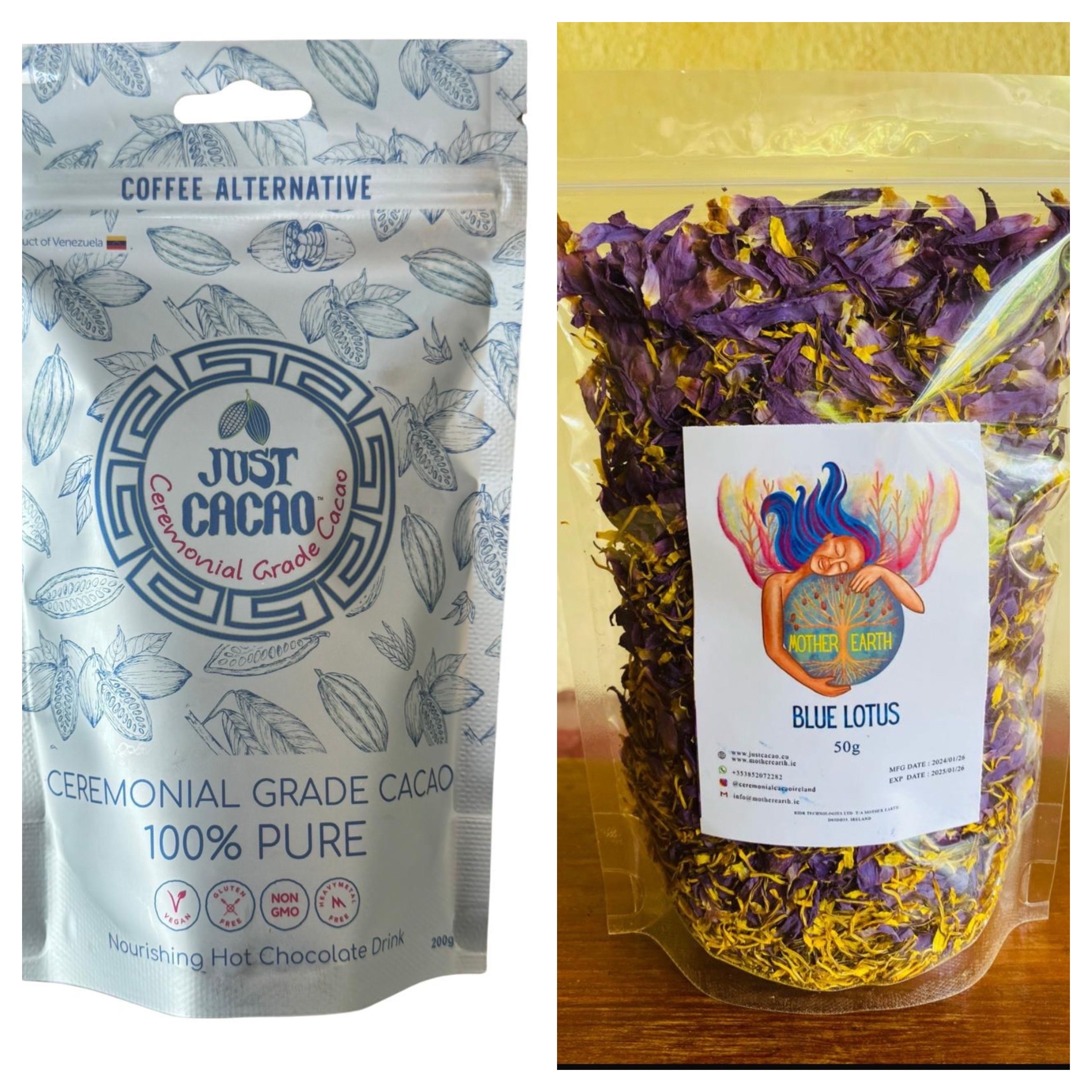 Dynamic Duo 💫 50g of Blue Lotus Petals & Just Cacao 200g