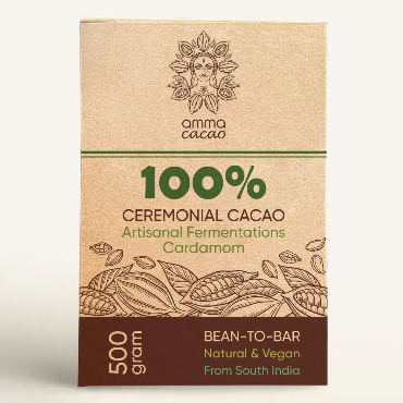 Ceremonial Cacao. Artisanal Fermenations - Cardamom 500g block.