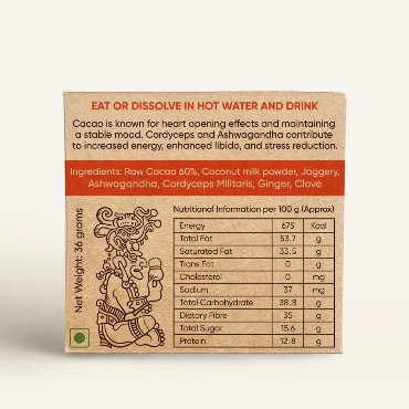 AmmaBar EMPOWER - Ayurvedic Shrooms Blend In A Holistic Cacao Bar - single bars. 36g