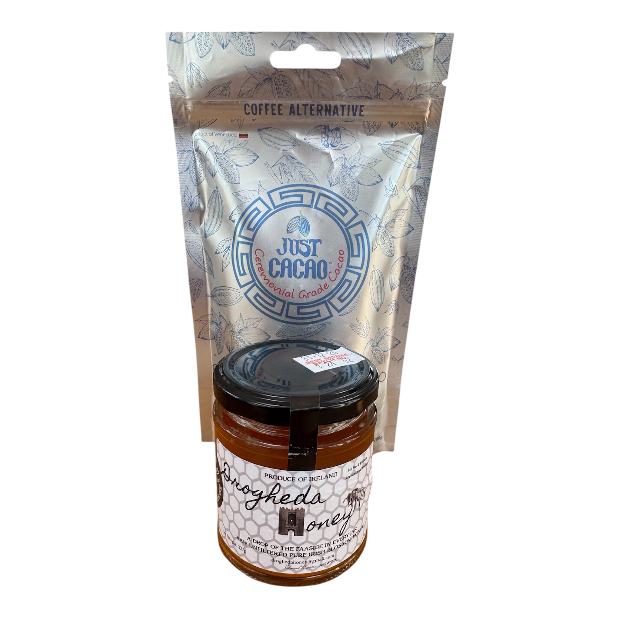 Just Cacao Ceremonial Grade (200g) + Organic Irish Honey Bundle