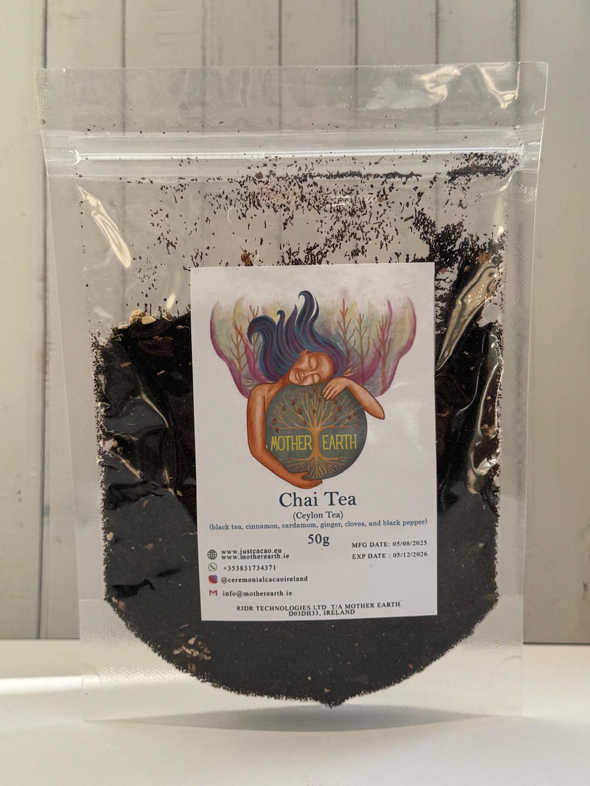 🌿 Mother Earth Organic Chai Tea – 50g | Ceylon Black Tea Blend