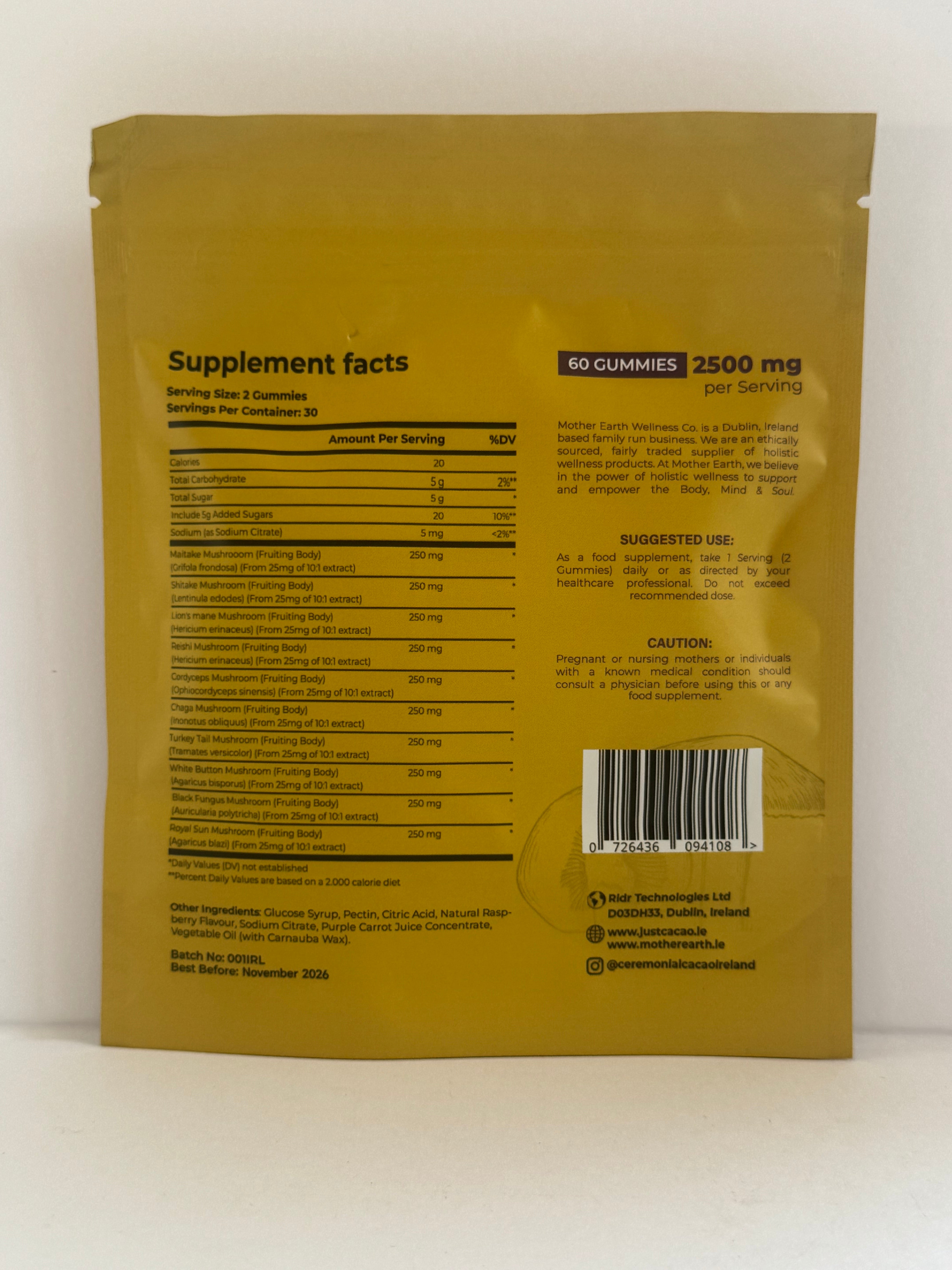 New Mother Earth Mushroom Gummies - Ten Functional Mushrooms - 1 Month Supply. 2500mg Per Serving. Vegan. 🌱