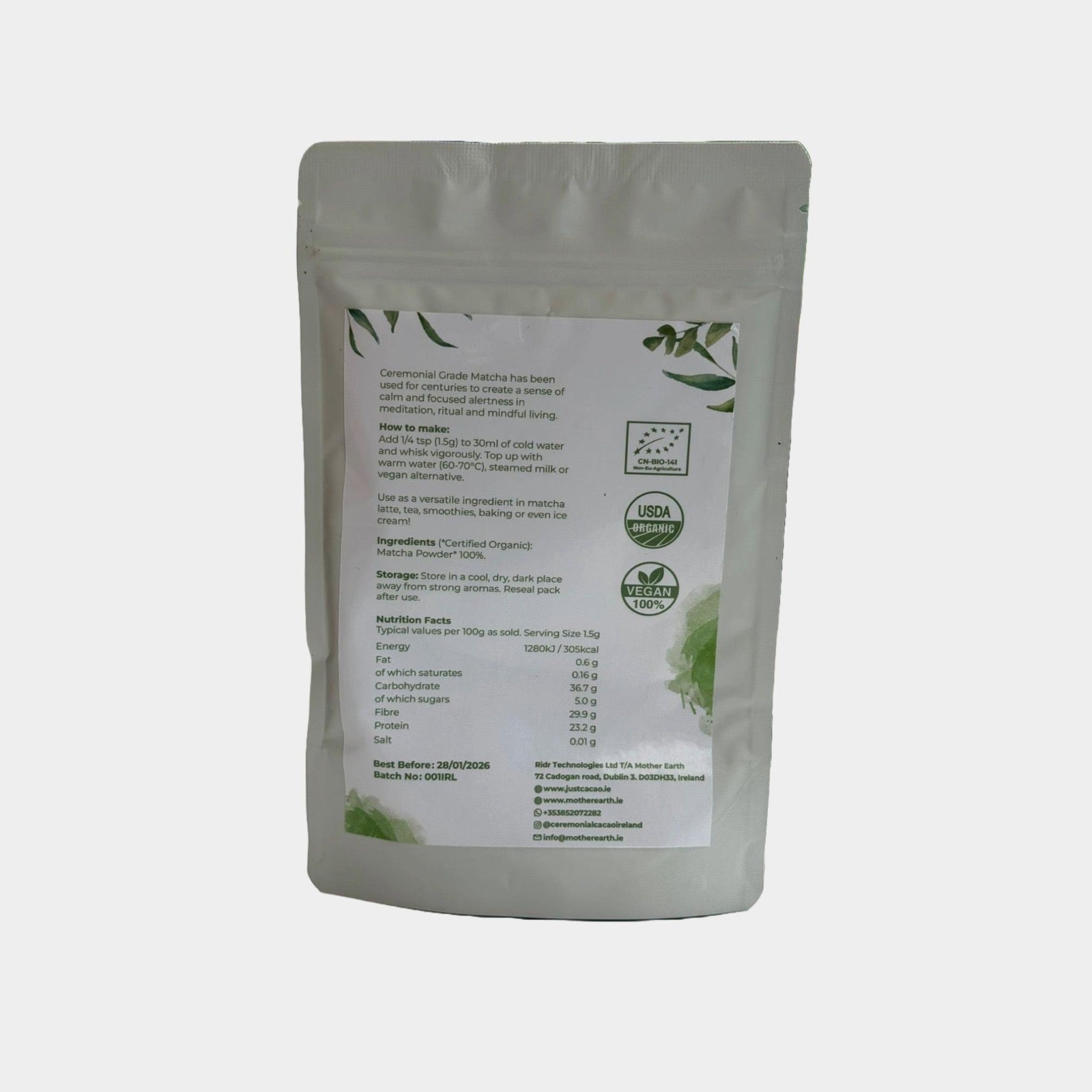 Mother Earth Ceremonial Grade Matcha (100g)