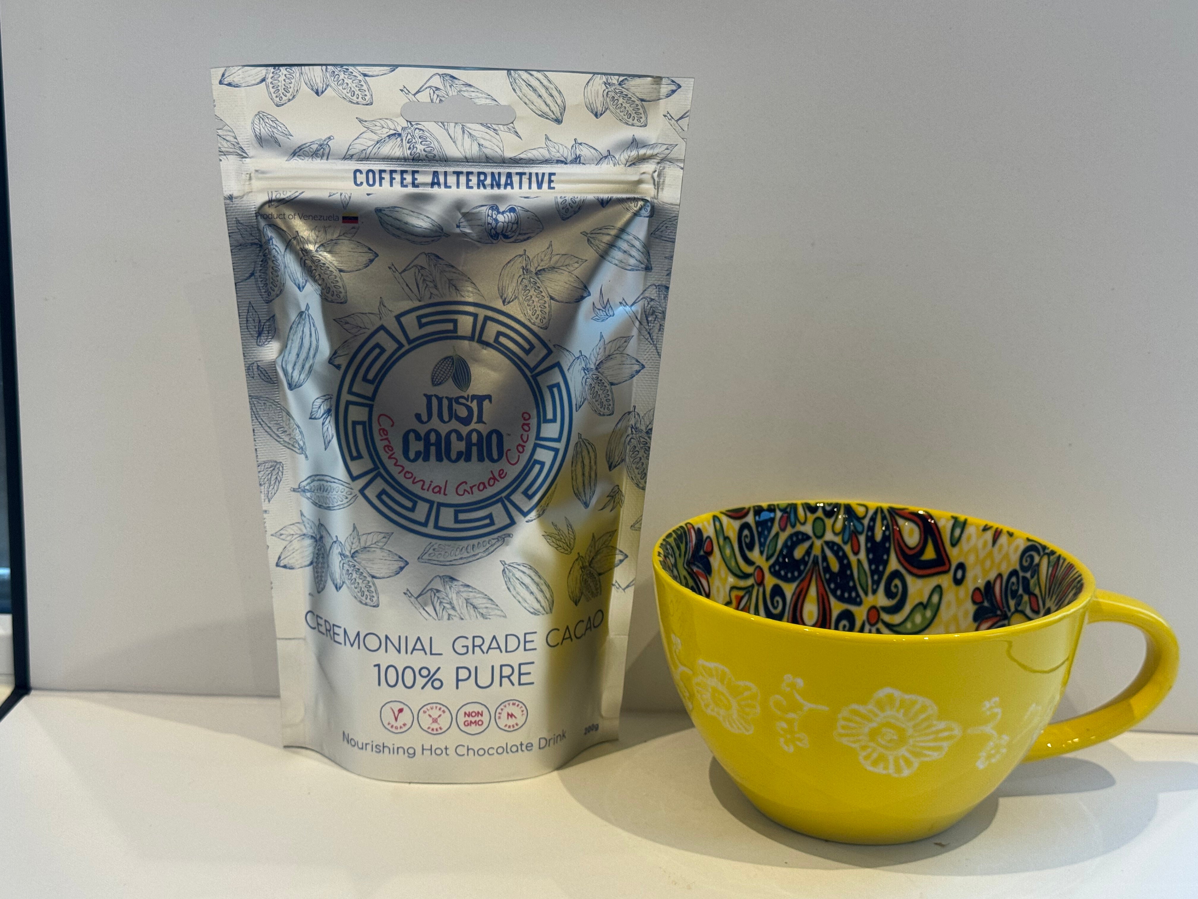 200g of JUST CACAO Ceremonial Cacao & a beautiful Ceramic Cacao mug ✨