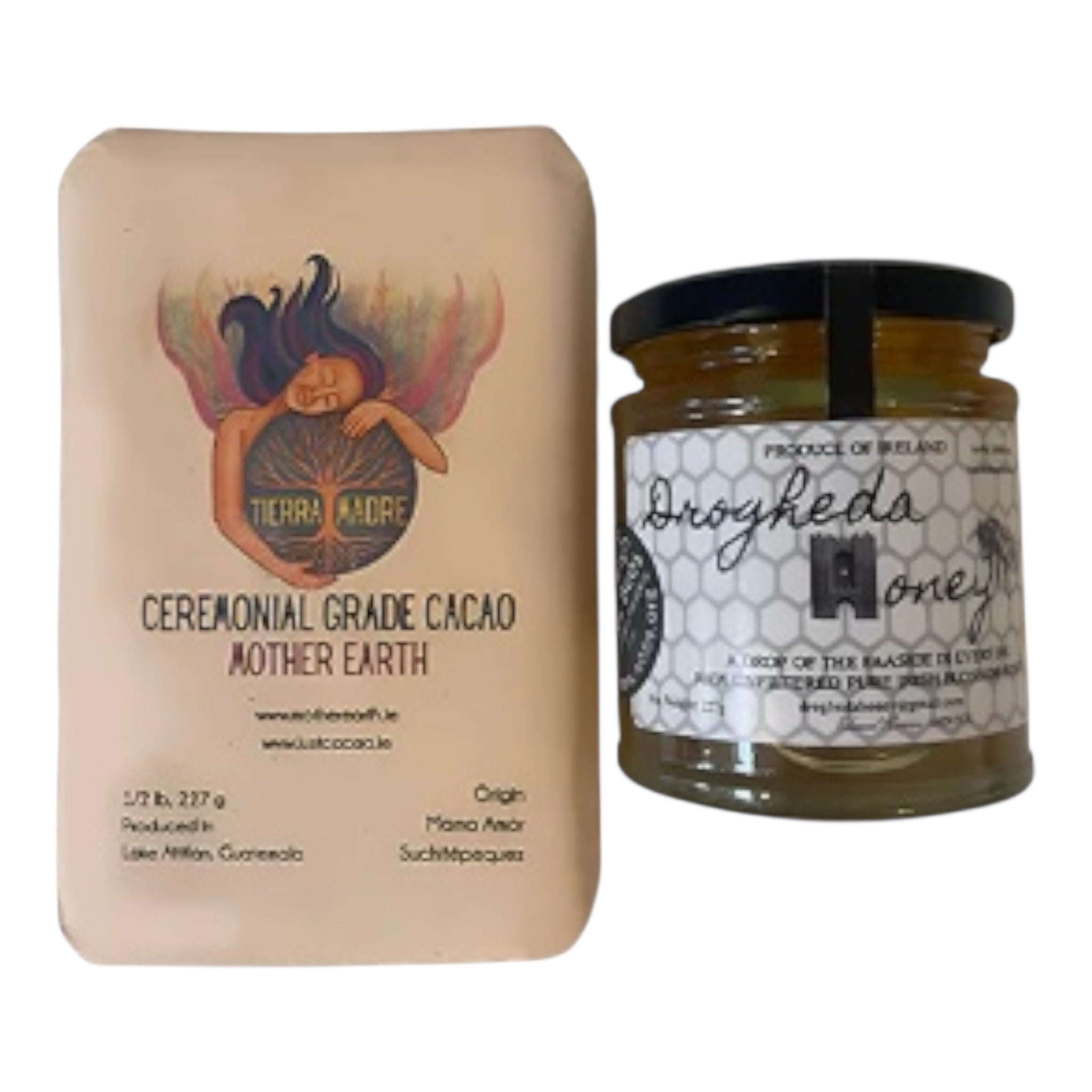 Mother Earth Ceremonial Cacao block + Irish Organic Honey Bundle