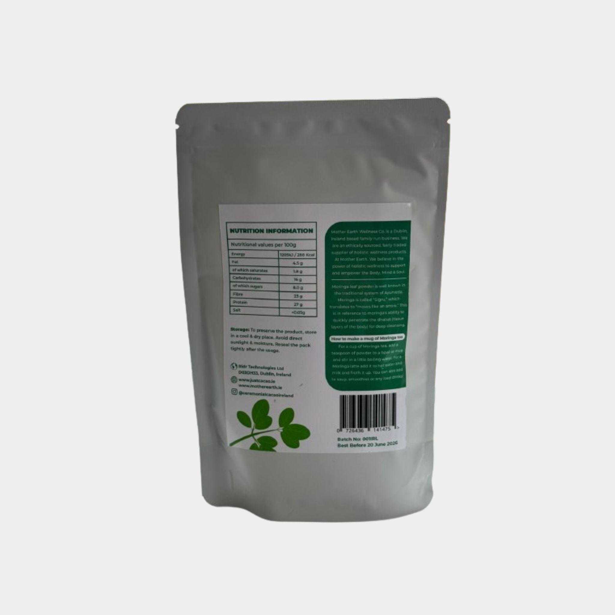 Mother Earth Moringa Leaf Powder - 100% Natural. (200g)