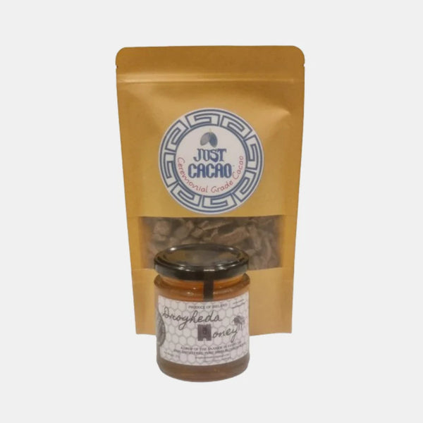 Just Cacao Ceremonial Grade (250g) + Organic Irish Honey Bundle