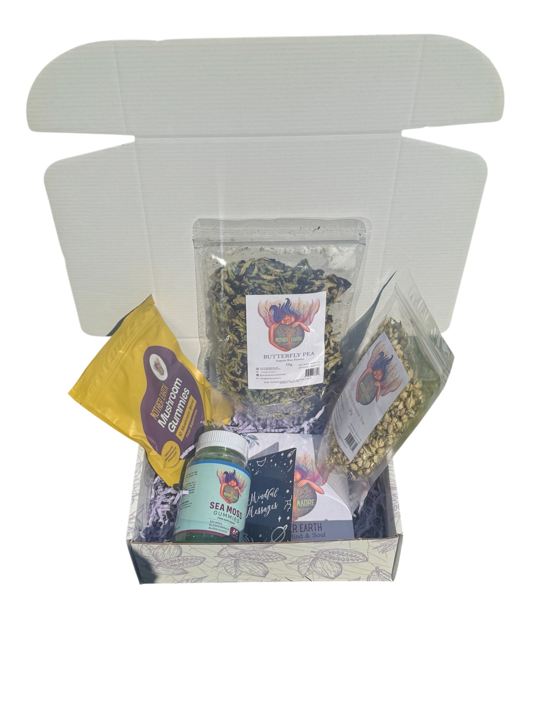 Summer Sun Self Care Box ☀️ Butterfly Pea Tea, Mushroom Gummies, Sea Moss Gummies & Organic Jasmine Tea.