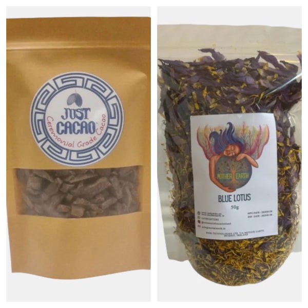 Blue lotus (50g)  & Just Cacao “Ceremonial grade Cacao”  (150g) Bundle 💫